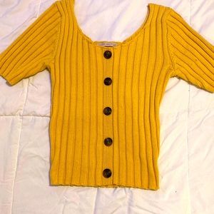 Women’s Yellow Lined Button Up Top